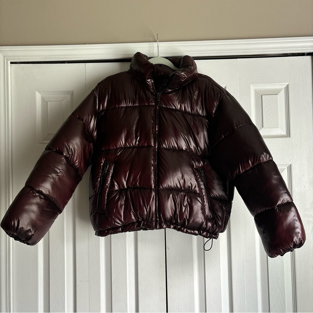 American Eagle Outfitters Deep Burgundy Puffer Jacket